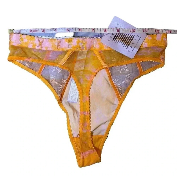 NEW Savage x Fenty Plunge Half Cup Lace Bra And Matching Panties Peach Orange - Picture 11 of 16